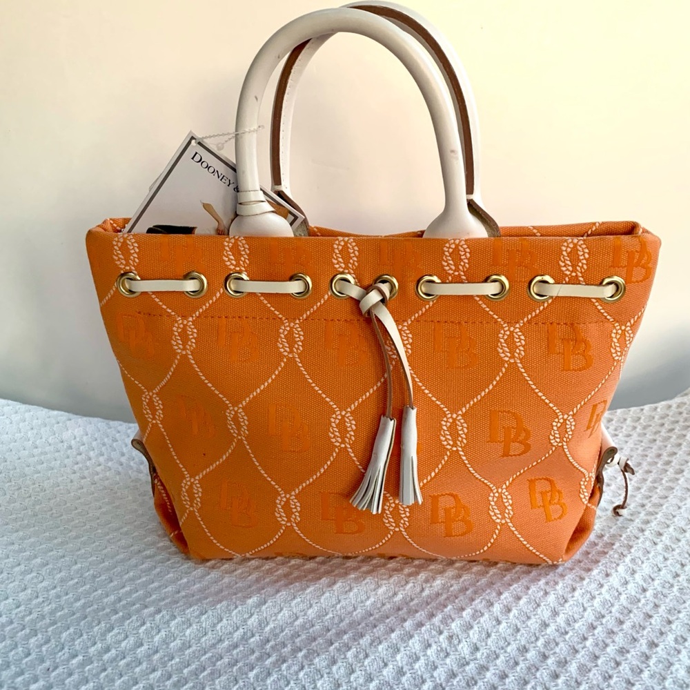 Dooney & Bourke Orange & White Tulip Tote Handbag